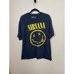 Nirvana Mens Black T-shirt X-Large‎ short sleeve cotton band tour